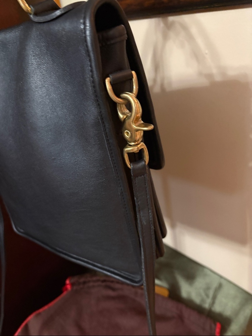 Vintage Coach Station Bag 5130 Black leather turnlock top handle crossbody USA - Picture 8 of 16